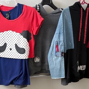 Two piece shirt and hoodies with Panda / Cat Design